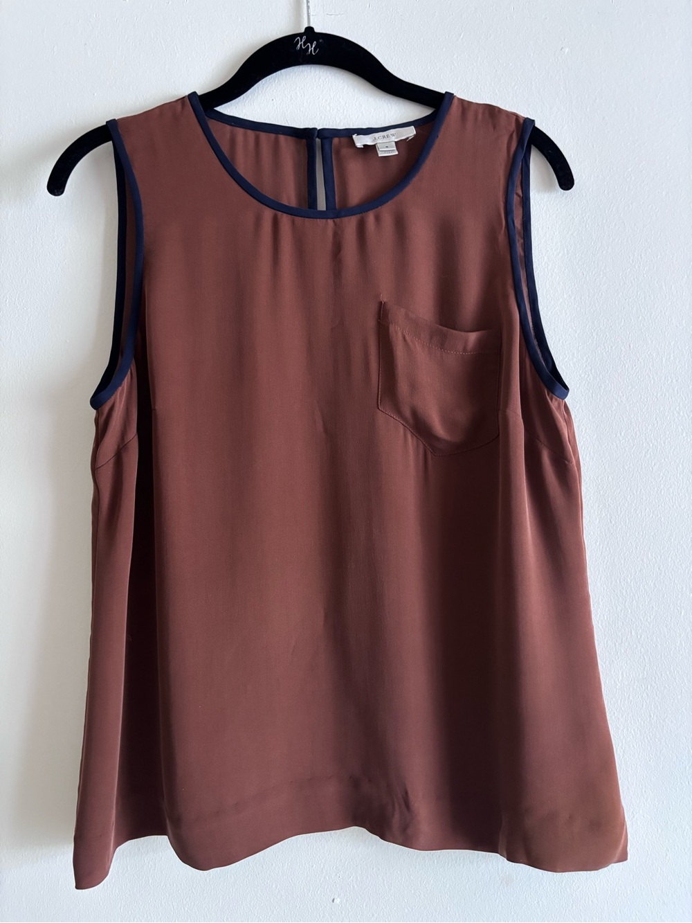 J.Crew 100% Silk Brown Sleeveless Blouse Sz 6